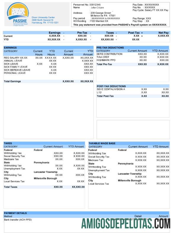 Esboço de pagamento do USA DIXON University Center em formatos Word e PDF modelo